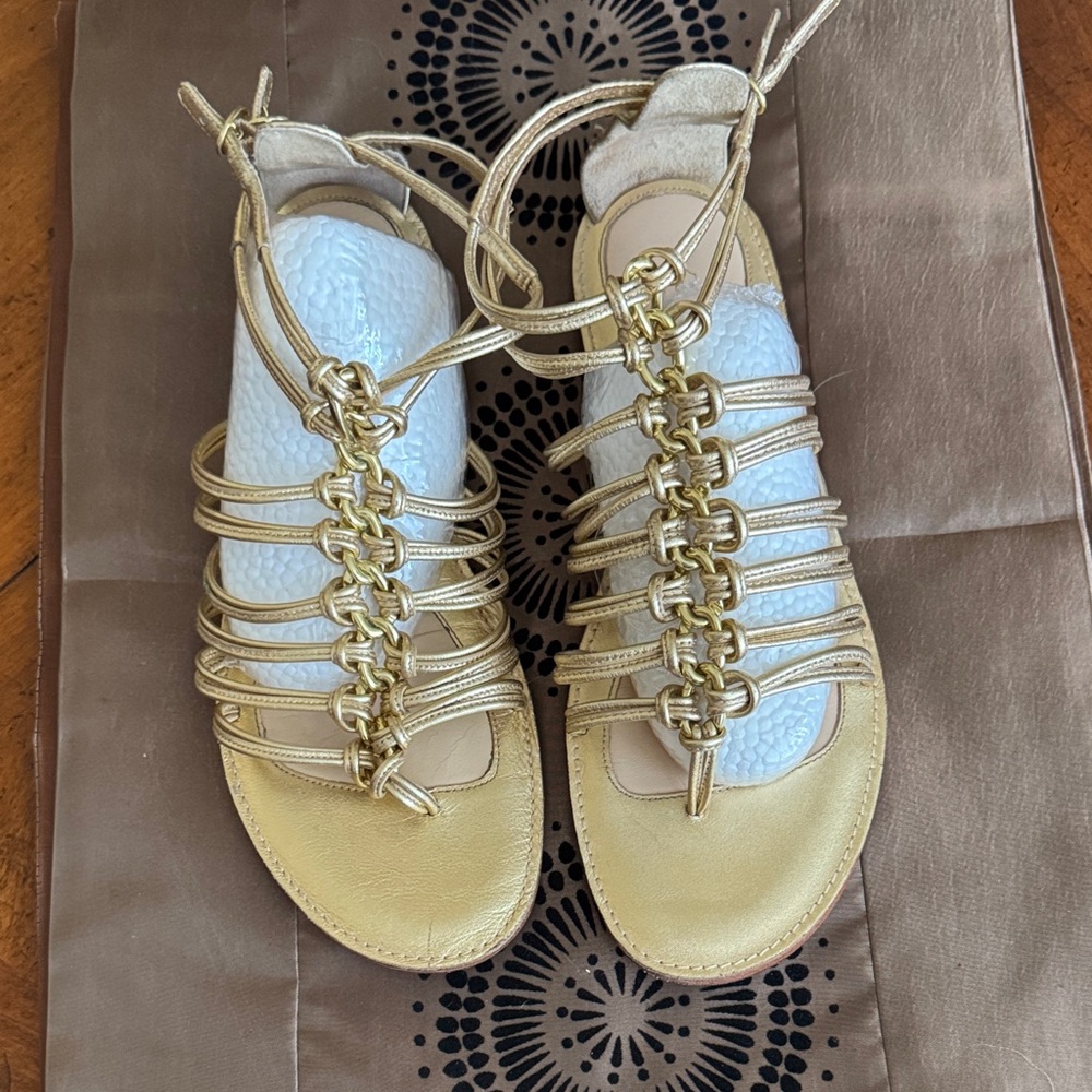 COACH Gold metallic side buckle Gladiator Sandals for Women